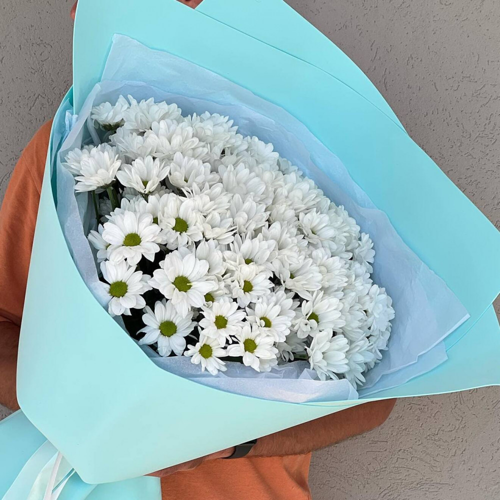 Букет цветов «15 белых хризантем» - фото 3