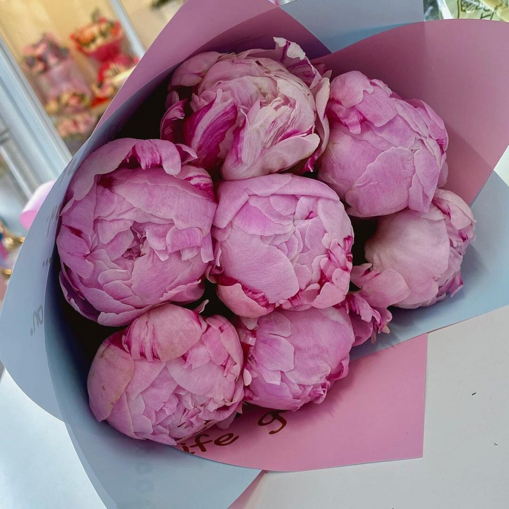 Букет цветов «Букет из 5 розовых пионов» - фото 2