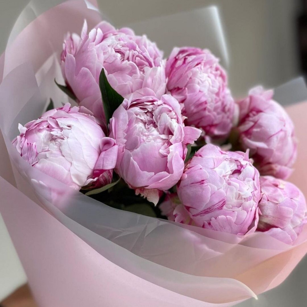 Букет цветов «Букет из 7 розовых пионов» - фото 2