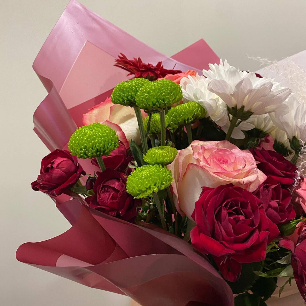 Букет цветов «Букет из роз, гербер и хризантем» - фото 3