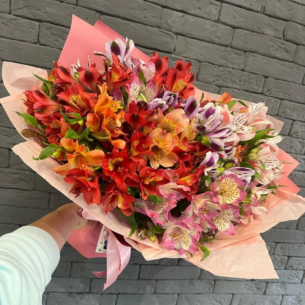 Букет цветов «Букет из 25 разноцветных альстромерий» - фото 2