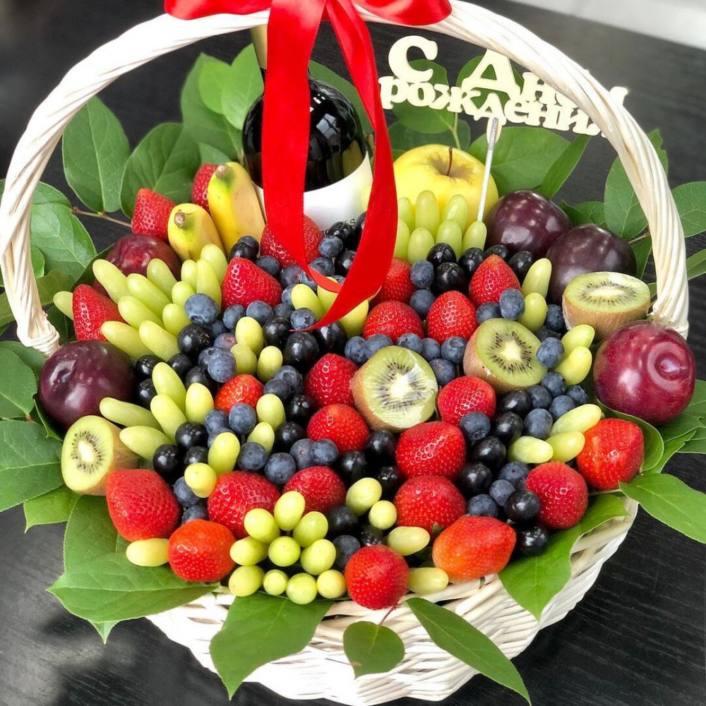 Букет цветов «Большая корзина с фруктами» - фото 3