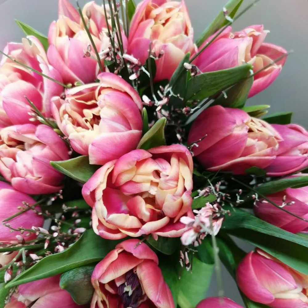 Букет цветов «Букет из розовых пионовидных тюльпанов» - фото 3
