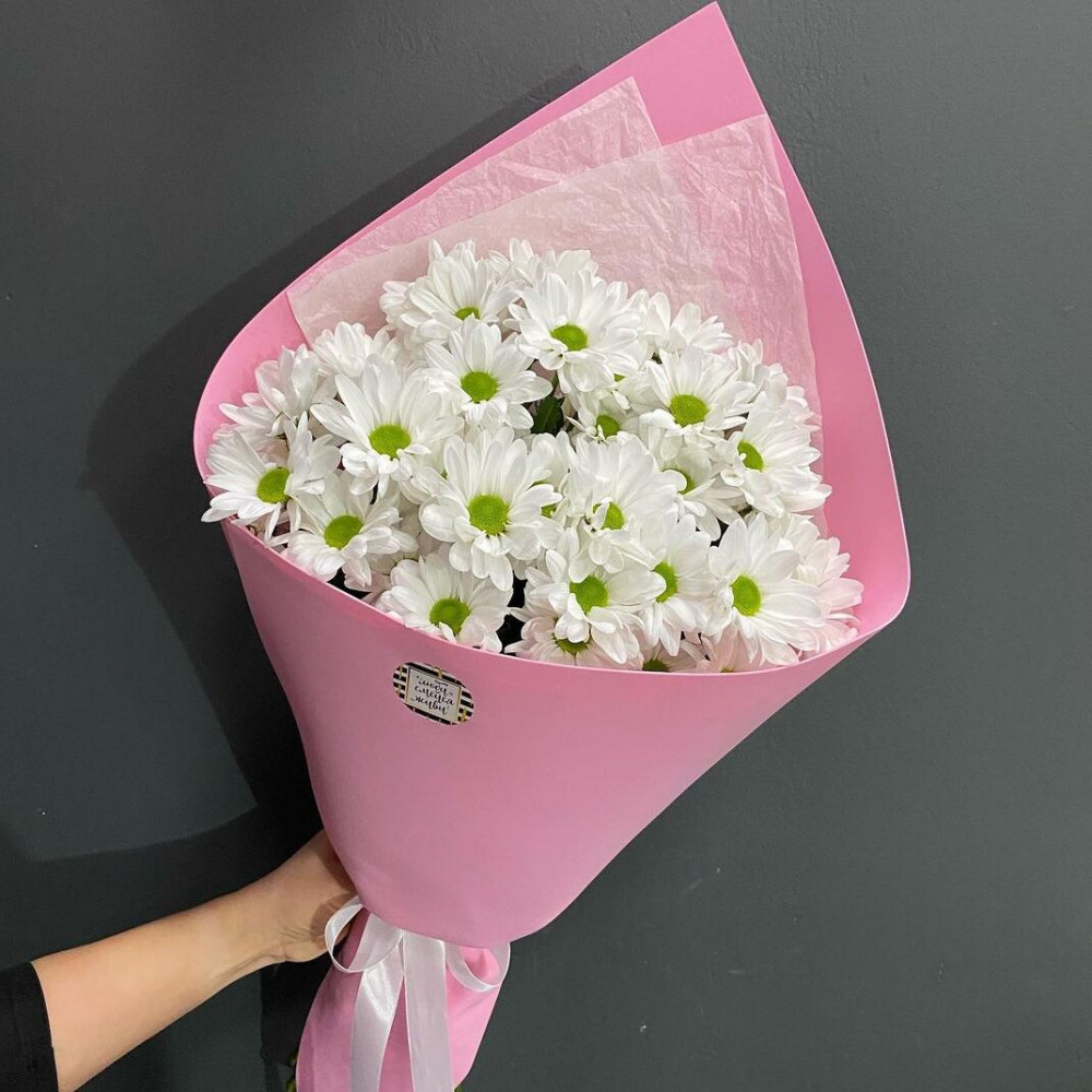 Букет цветов «Букет из 5 белых кустовых хризантем»
